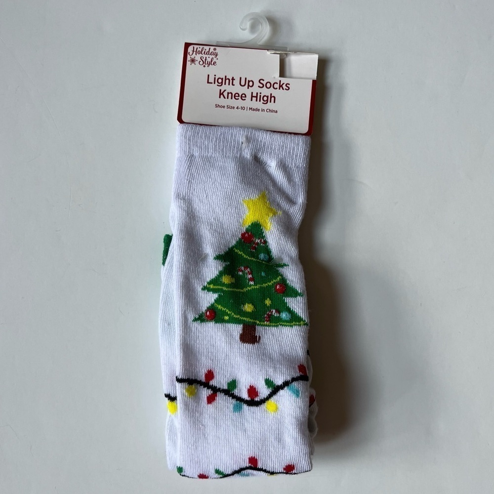 Light Up Knee High Christmas Socks